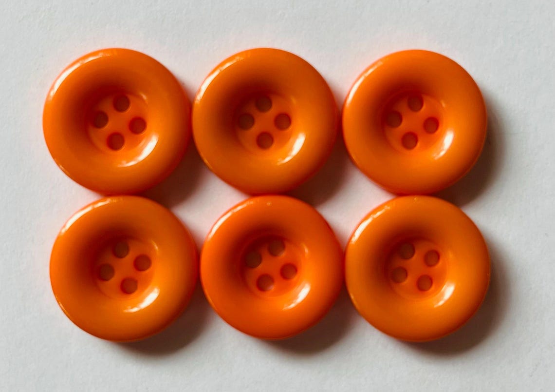 Orange Resin Buttons, 18mm Four Hole Buttons