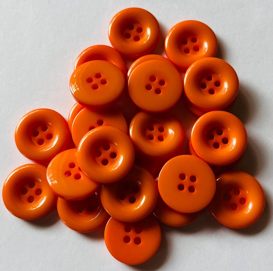 Orange Resin Buttons, 18mm Four Hole Buttons