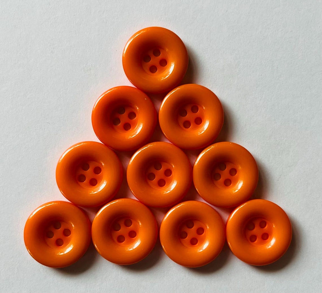 Orange Resin Buttons, 18mm Four Hole Buttons