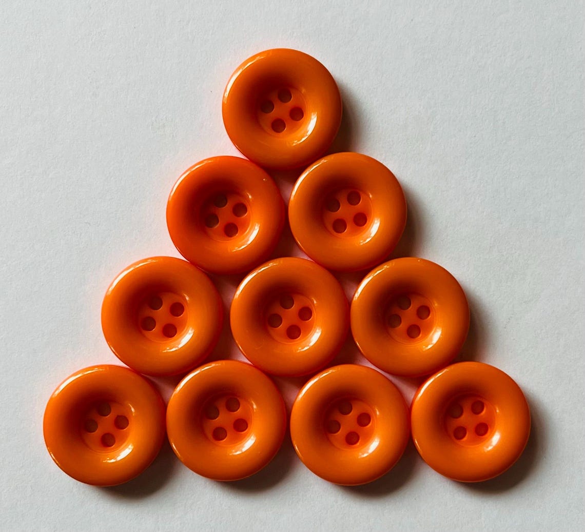 Orange Resin Buttons, 18mm Four Hole Buttons